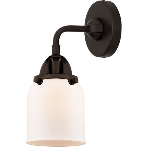 Nouveau 2 Small Bell LED 5 inch Oil Rubbed Bronze Sconce Wall Light in Matte White Glass
