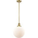 Franklin Restoration Beacon 1 Light 10 inch Satin Gold Mini Pendant Ceiling Light in Incandescent, Matte White, Franklin Restoration