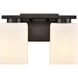 Juneau LED 11 inch Matte Black Bath Vanity Light Wall Light in White Rippled Glass