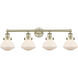 Olean 4 Light 33.5 inch Antique Brass Bath Vanity Light Wall Light in Matte White