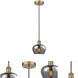 Fenton 1 Light 6.5 inch Antique Brass Mini Pendant Ceiling Light in Plated Smoke
