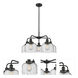 Bell 5 Light 26 inch Matte Black Chandelier Ceiling Light in Seedy Glass