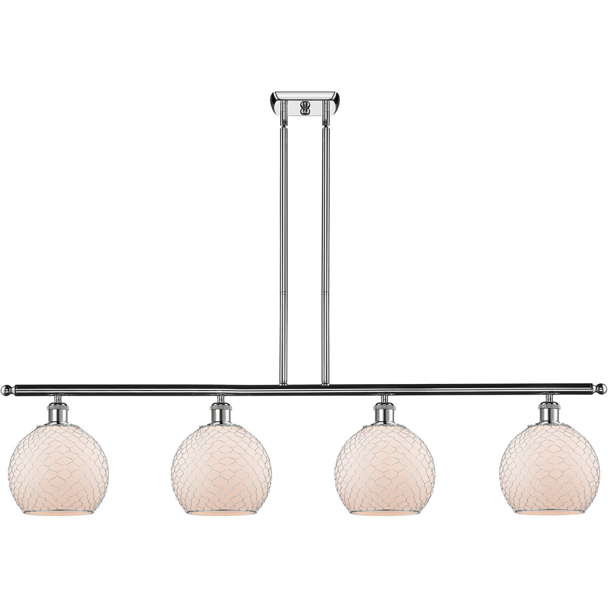 Ballston Farmhouse Chicken Wire 4 Light 48 inch Polished Chrome Island Light Ceiling Light, Ballston