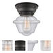 Aditi Small Oxford 1 Light 8 inch Matte Black Flush Mount Ceiling Light in Seedy Glass, Aditi