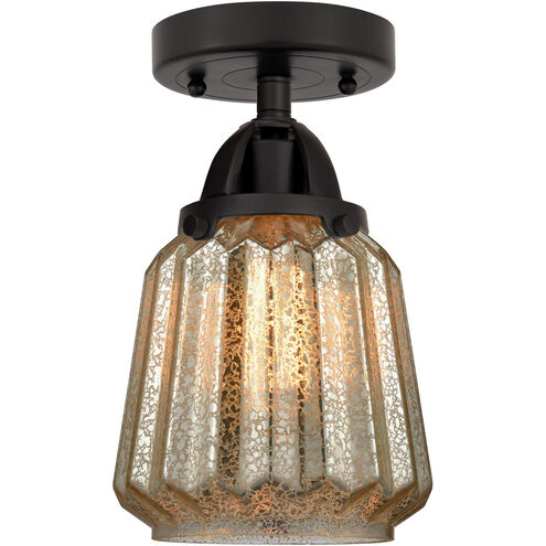 Nouveau 2 Chatham 1 Light 6 inch Matte Black Semi-Flush Mount Ceiling Light in Mercury Glass