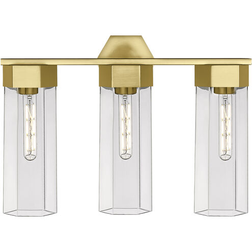Claverack 3 Light 22.38 inch Brushed Brass Bath Vanity Light Wall Light in Clear Glass