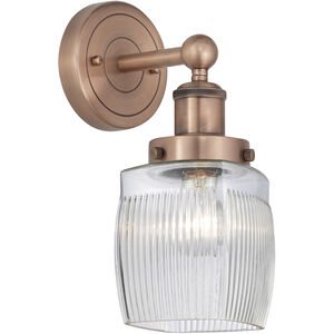Colton 1 Light 6 inch Antique Copper and Clear Halophane Sconce Wall Light