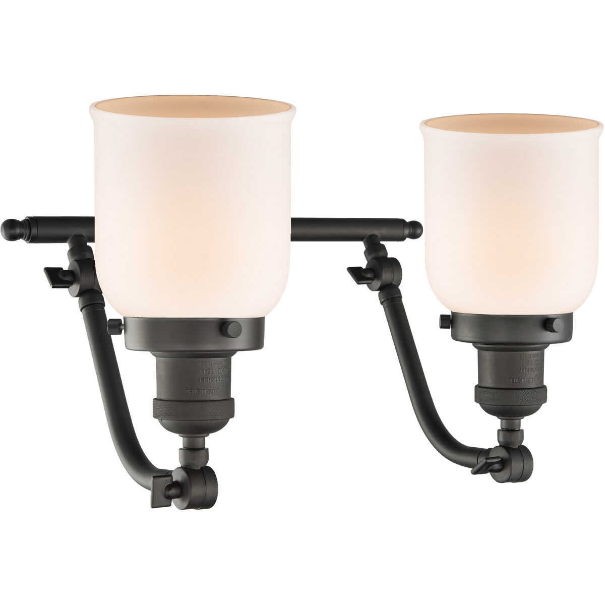 Franklin Restoration Small Bell LED 18 inch Oil Rubbed Bronze Bath Vanity Light Wall Light in Matte White Glass, Franklin Restoration