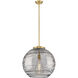Franklin Restoration Athens Deco Swirl 1 Light 17.88 inch Brushed Brass Stem Hung Pendant Ceiling Light