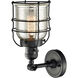 Franklin Restoration Small Bell Cage 1 Light 6 inch Matte Black Sconce Wall Light in Silver Plated Mercury Glass, Franklin Restoration