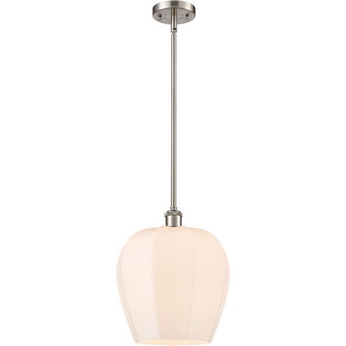 Ballston Norfolk 1 Light 12 inch Brushed Satin Nickel Mini Pendant Ceiling Light in Matte White Glass
