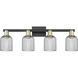 Bridal Veil 4 Light 32 inch Black Antique Brass Bath Vanity Light Wall Light in Light Smoke Glass