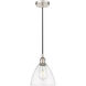 Edison Dome LED 7.5 inch Polished Nickel Mini Pendant Ceiling Light in Clear Glass