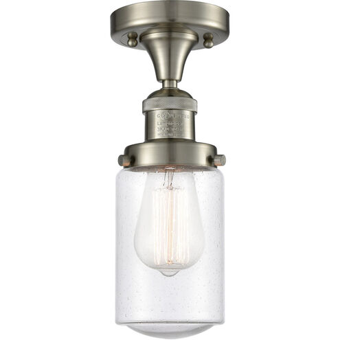 Franklin Restoration Dover LED 5 inch Brushed Satin Nickel Semi-Flush Mount Ceiling Light in Seedy Glass, Franklin Restoration