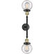 Franklin Restoration Beacon LED 17 inch Black Antique Brass Bath Vanity Light Wall Light in Seedy Glass, Franklin Restoration