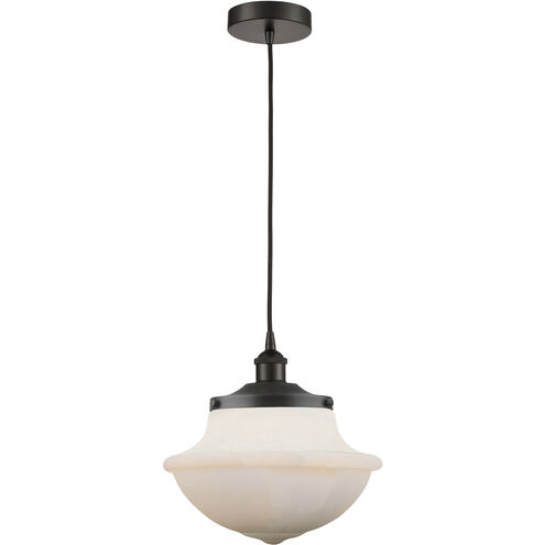 Oxford 1 Light 11.75 inch Oil Rubbed Bronze Mini Pendant Ceiling Light in Matte White Glass