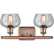 Ballston Fenton 2 Light 16 inch Antique Copper Bath Vanity Light Wall Light in Clear Glass, Ballston