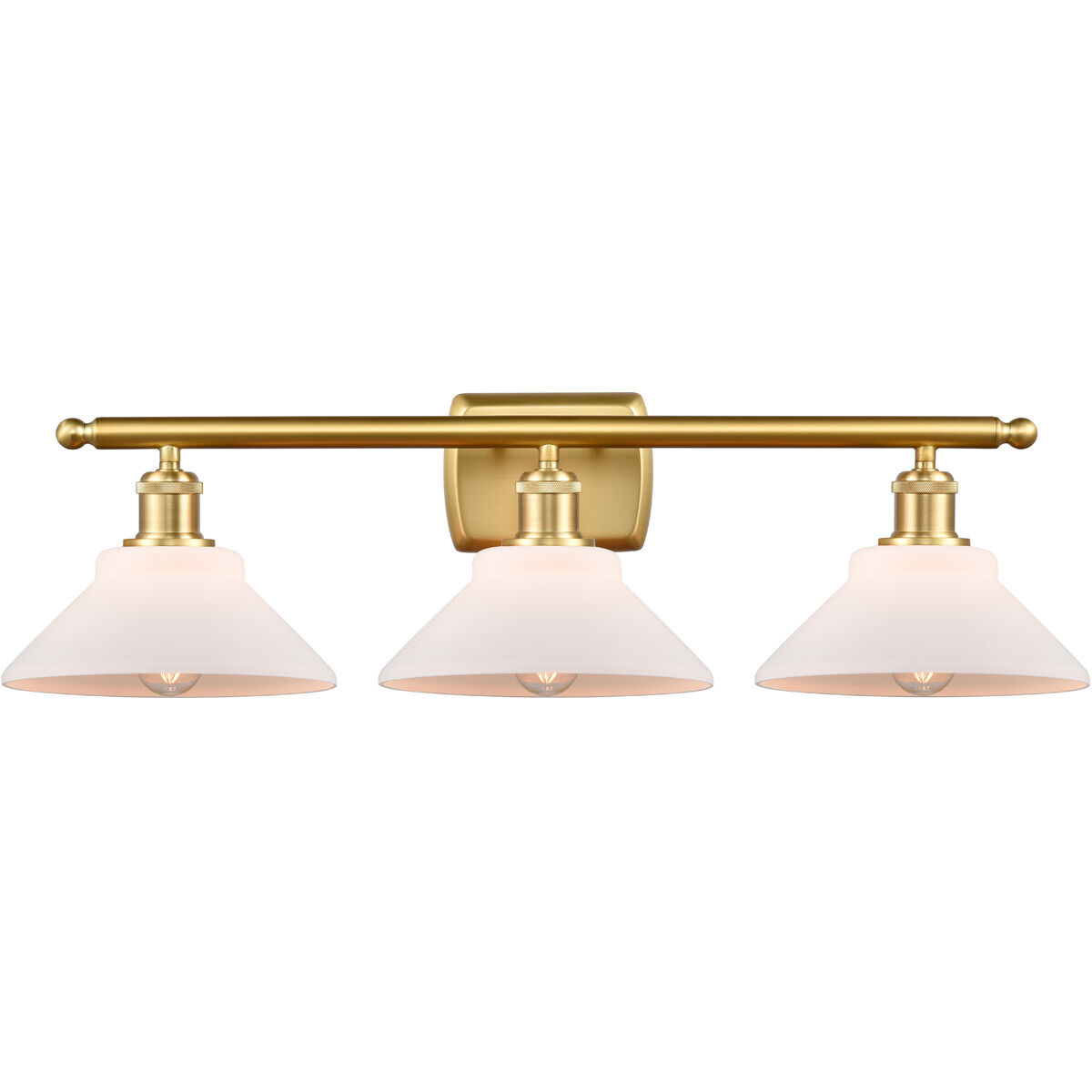 Ballston Orwell LED 26 inch Satin Gold Bath Vanity Light Wall Light in Matte White Glass, Ballston