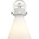Newton Cone Sconce Wall Light in Polished Nickel, Matte White Glass