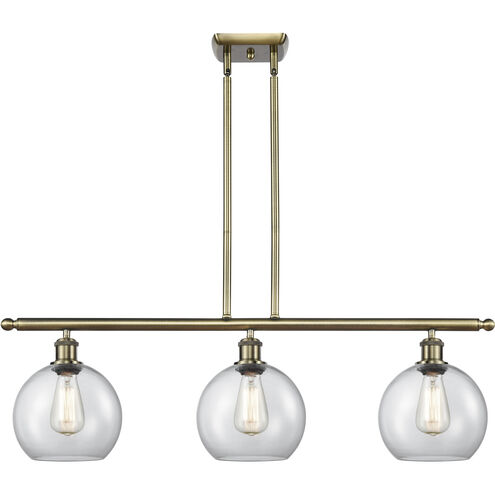 Ballston Athens LED 36 inch Antique Brass Island Light Ceiling Light in Clear Glass