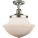 Franklin Restoration Large Oxford 1 Light 12 inch Polished Nickel Semi-Flush Mount Ceiling Light in Matte White Glass, Franklin Restoration
