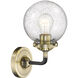 Nouveau Beacon 1 Light 6 inch Black Antique Brass Sconce Wall Light in Seedy Glass, Nouveau