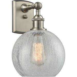 Ballston Athens LED 8 inch Brushed Satin Nickel Sconce Wall Light in Clear Crackle Glass, Ballston