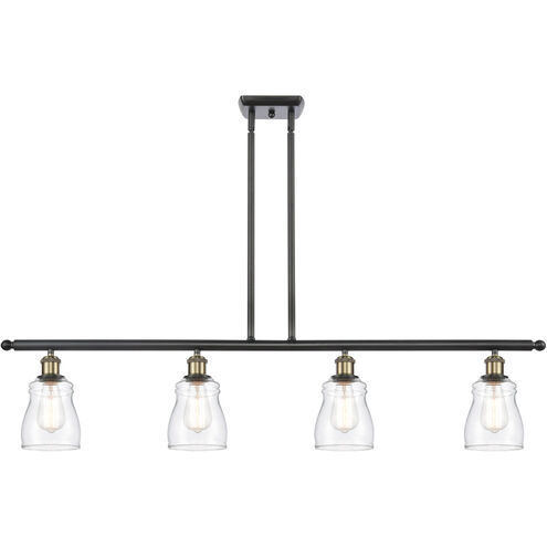 Ballston Ellery LED 48 inch Black Antique Brass Island Light Ceiling Light in Clear Glass, Ballston