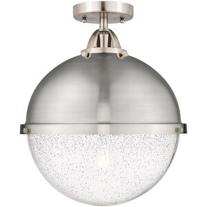 Nouveau 2 Hampden 1 Light 13 inch Brushed Satin Nickel Semi-Flush Mount Ceiling Light in Seedy Glass