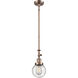 Franklin Restoration Beacon 1 Light 6 inch Antique Copper Mini Pendant Ceiling Light in Incandescent, Seedy, Franklin Restoration