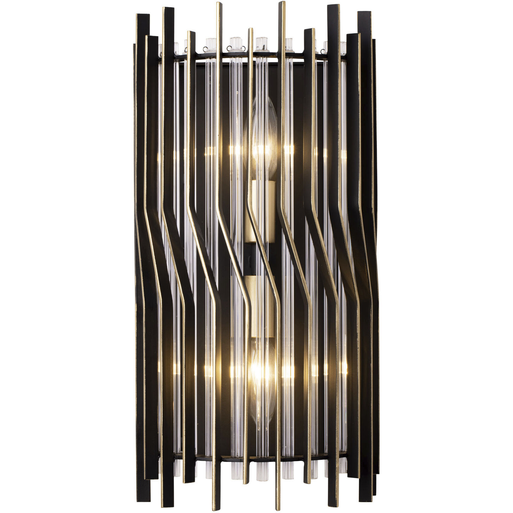 Park Row 2 Light 8 inch Matte Black and French Gold Wall Sconce Wall Light, Smithsonian Collaboration