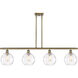 Ballston Athens Water Glass 4 Light 48 inch Antique Brass Island Light Ceiling Light