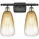 Ballston Brookhaven Almond 2 Light 16 inch Black Antique Brass Bath Vanity Light Wall Light in Amber Glass