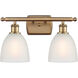 Ballston Castile 2 Light 16 inch Brushed Brass Bath Vanity Light Wall Light in White Glass, Ballston