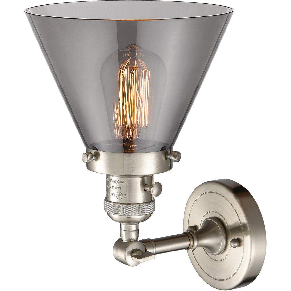 Franklin Restoration Large Cone LED 8 inch Brushed Satin Nickel Sconce Wall Light, Franklin Restoration