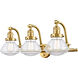 Franklin Restoration Olean 3 Light 29 inch Satin Gold Bath Vanity Light Wall Light in Clear Glass, Franklin Restoration