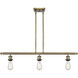 Ballston Bare Bulb 3 Light 36 inch Antique Brass Island Light Ceiling Light in Incandescent, No Shade, Ballston