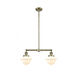 Franklin Restoration Small Oxford 2 Light 24 inch Antique Brass Chandelier Ceiling Light in Incandescent, Matte White Glass, Franklin Restoration