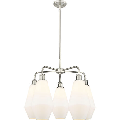 Cindyrella 5 Light 25 inch Satin Nickel and Cased Matte White Chandelier Ceiling Light