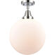 Beacon 1 Light 12 inch Polished Chrome Flush Mount Ceiling Light in Matte White Glass