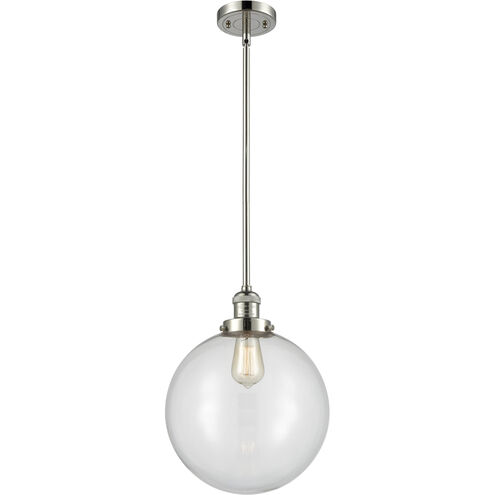 Franklin Restoration Beacon LED 12 inch Polished Nickel Mini Pendant Ceiling Light in Clear, Franklin Restoration