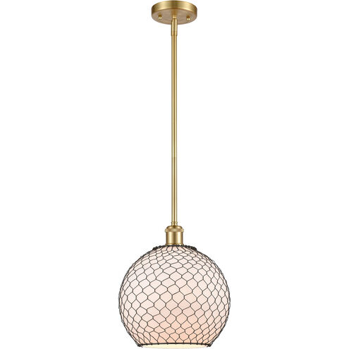 Ballston Large Farmhouse Chicken Wire LED 10 inch Satin Gold Pendant Ceiling Light, Ballston