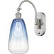 Ballston Brookhaven Almond 1 Light 6 inch Brushed Satin Nickel Swing Arm Sconce Wall Light in Sapphire Blue Glass