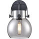 Pilaster II Sphere 1 Light 6.5 inch Matte Black Sconce Wall Light in Plated Smoke Glass