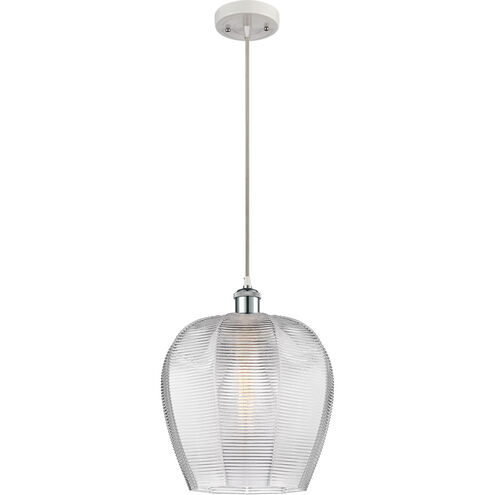 Ballston Norfolk LED 12 inch White and Polished Chrome Mini Pendant Ceiling Light in Clear Glass