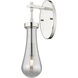 Downtown Urban Owego Armed Sconce Wall Light in Polished Nickel, Light Smoke Glass