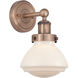 Olean Sconce Wall Light in Antique Copper, Matte White