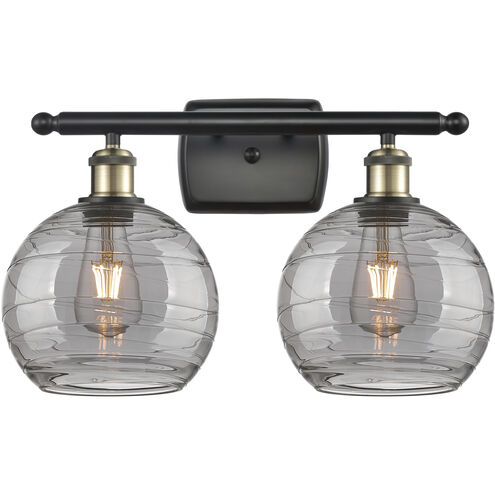 Ballston Athens Deco Swirl 2 Light 18 inch Black Antique Brass Bath Vanity Light Wall Light