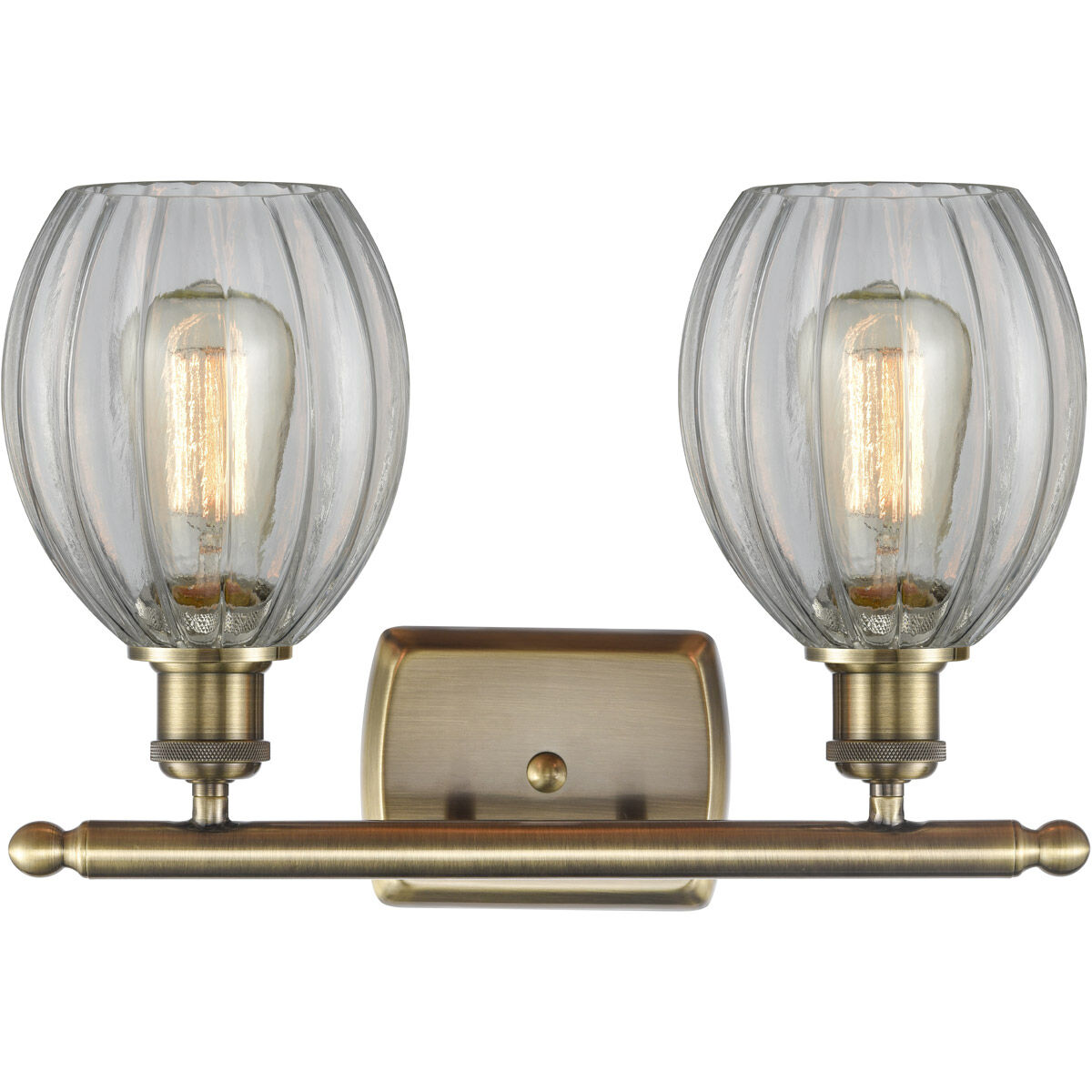 Ballston Eaton 2 Light 16 inch Antique Brass Bath Vanity Light Wall Light in Incandescent, Clear Glass, Ballston
