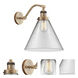 Franklin Restoration X-Large Cone LED 12 inch Brushed Brass Sconce Wall Light in Clear Glass, Franklin Restoration